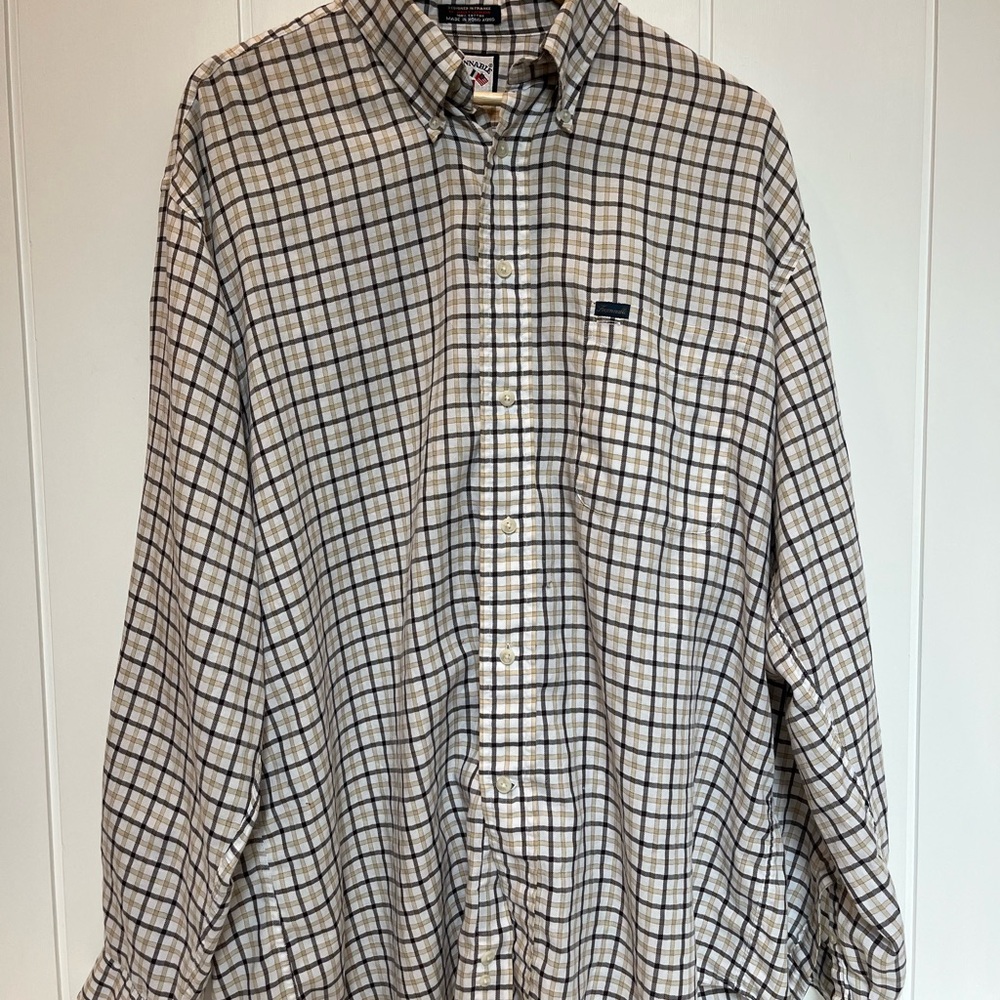 Faconnable by Albert Goldberg Vintage Beige/Black/White Checkered Shirt